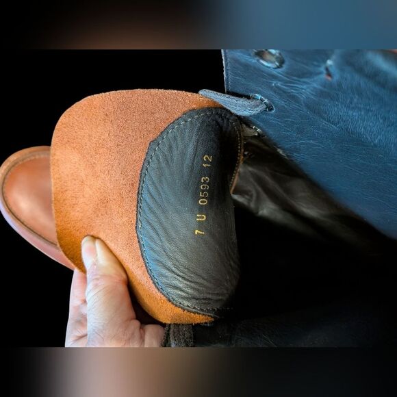 VINTAGE FENDI LACE UP BROWN LEATHER PACKER WORK ITALY TRUCKER BOOTS 12 - Picture 5 of 5